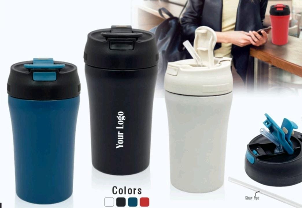 A sleek black travel mug for coffee on the go